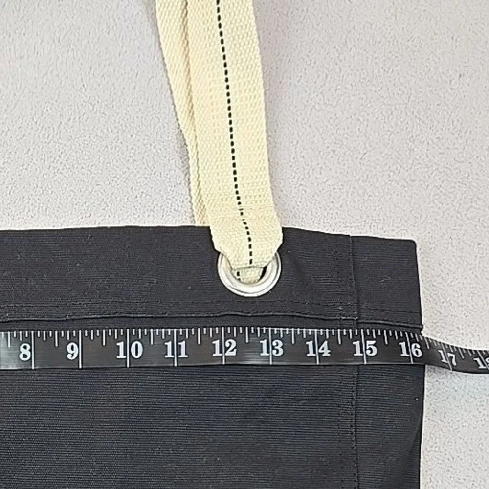 Port Authority B118 Black Canvas Tote Bag NEW 100% Cotton Cream Straps‎